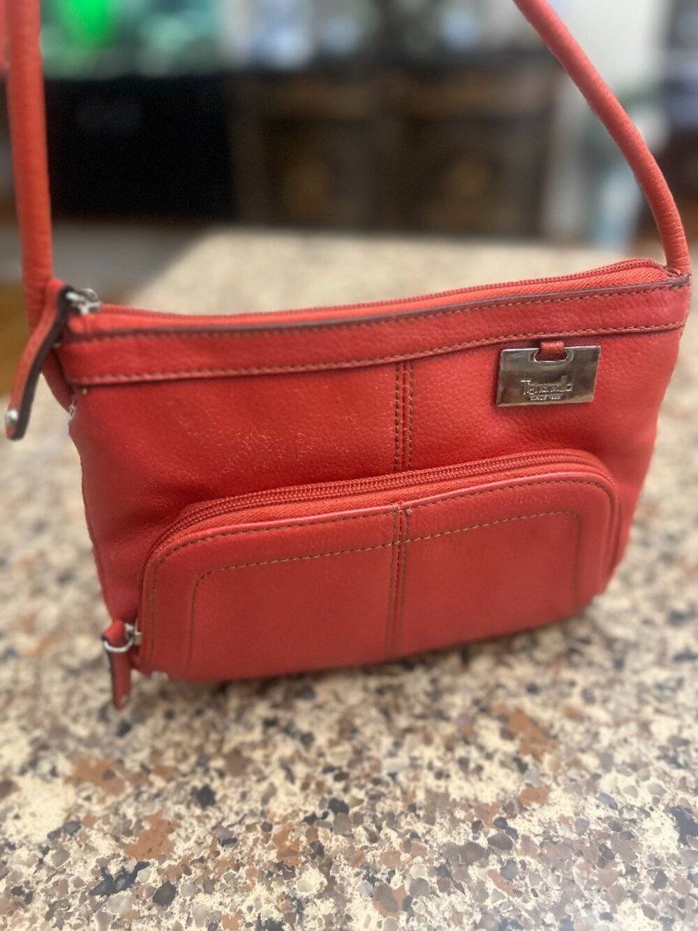 Stunning Tignanello Salmon Color All Leather Crossbody